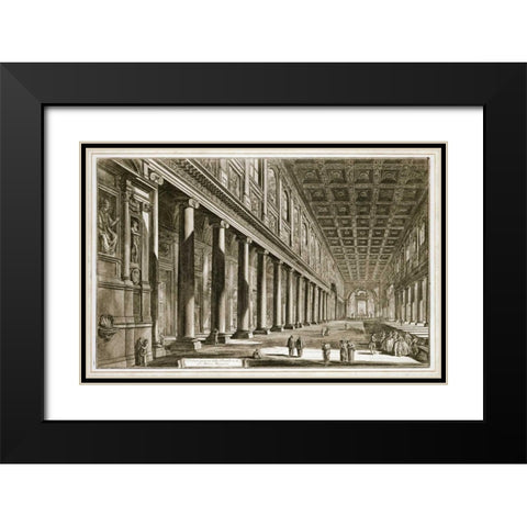 Interior of The Basilica of S. Maria Maggiore, Rome Black Modern Wood Framed Art Print with Double Matting by Piranesi, Giovanni Battista