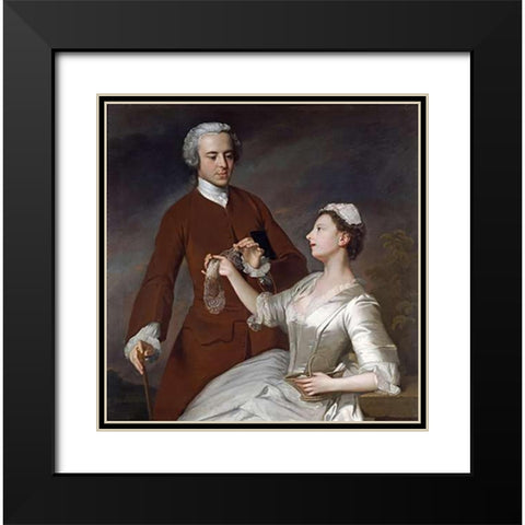 Portrait of Sir Edward and Lady Turner Black Modern Wood Framed Art Print with Double Matting by Ramsay, Allan