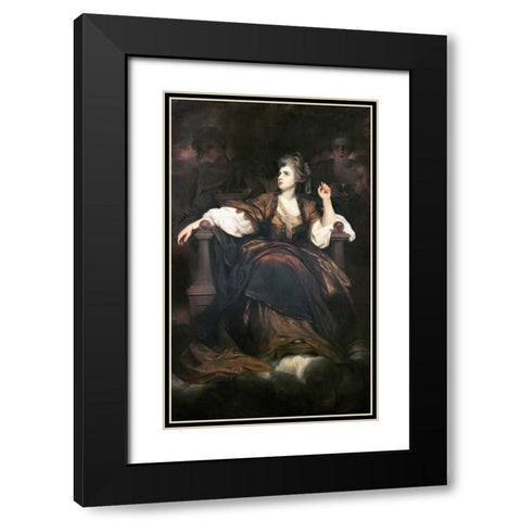 Mrs. Siddons As The Tragic Muse Black Modern Wood Framed Art Print with Double Matting by Reynolds, Joshua
