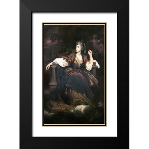 Mrs. Siddons As The Tragic Muse Black Modern Wood Framed Art Print with Double Matting by Reynolds, Joshua