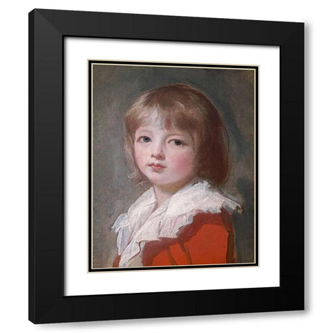 Portrait of a Boy Black Modern Wood Framed Art Print with Double Matting by Romney, George