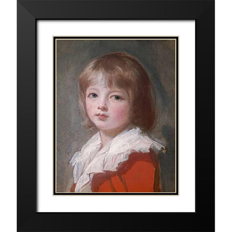 Portrait of a Boy Black Modern Wood Framed Art Print with Double Matting by Romney, George