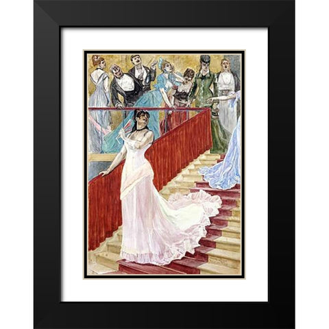 The Row Black Modern Wood Framed Art Print with Double Matting by Rops, Felicien