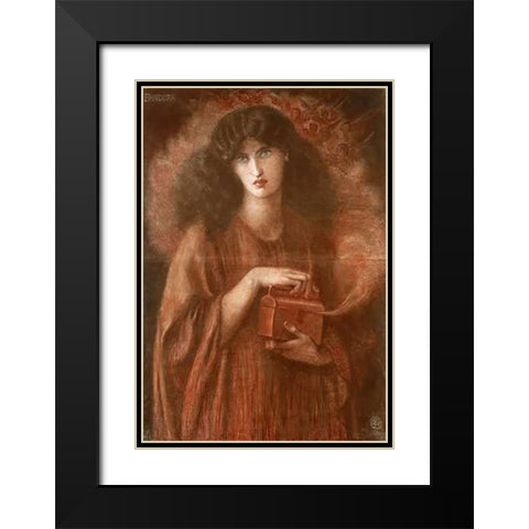 Pandora Black Modern Wood Framed Art Print with Double Matting by Rossetti, Dante Gabriel