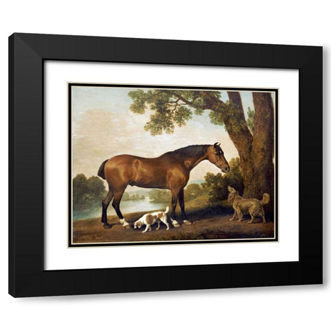 A Bay Hunter, a Springer Spaniel and a Sussex Spaniel, 1782 Black Modern Wood Framed Art Print with Double Matting by Stubbs, George