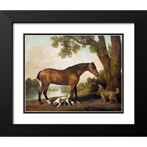 A Bay Hunter, a Springer Spaniel and a Sussex Spaniel, 1782 Black Modern Wood Framed Art Print with Double Matting by Stubbs, George