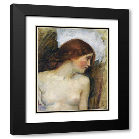 Study For The Head of Echo Black Modern Wood Framed Art Print with Double Matting by Waterhouse, John William