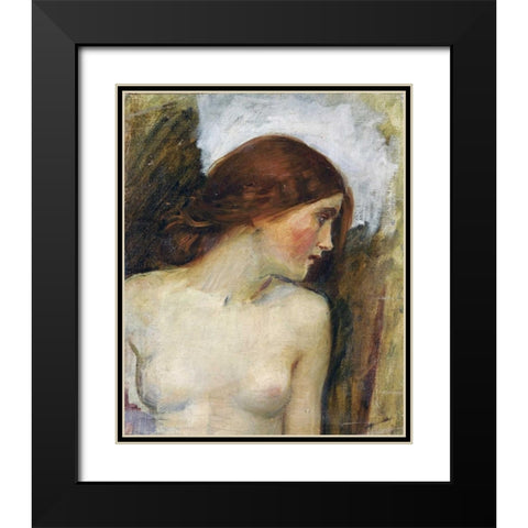Study For The Head of Echo Black Modern Wood Framed Art Print with Double Matting by Waterhouse, John William