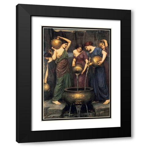Danaides Black Modern Wood Framed Art Print with Double Matting by Waterhouse, John William