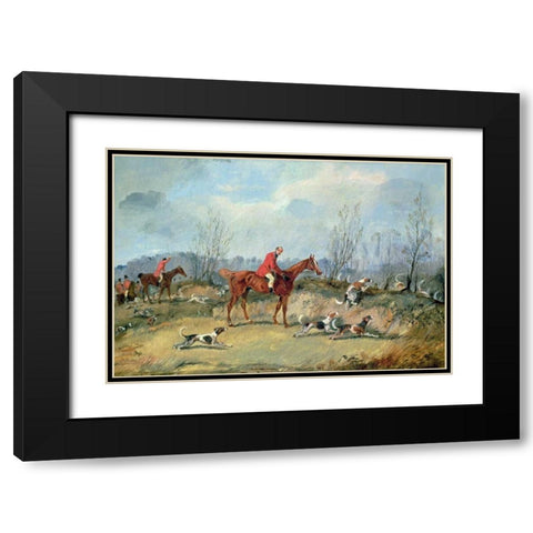 Tally Ho! Black Modern Wood Framed Art Print with Double Matting by Alken, Samuel Henry