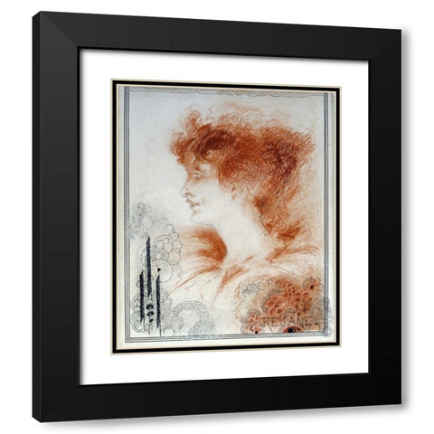 Rejane Black Modern Wood Framed Art Print with Double Matting by Beardsley, Aubrey
