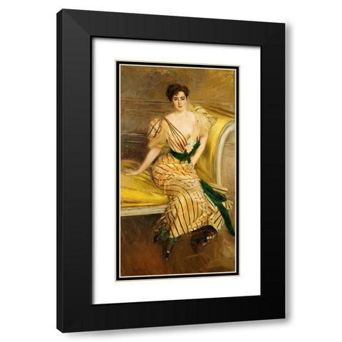 Portrait of Madame Josephina Alvear De Errazuriz Black Modern Wood Framed Art Print with Double Matting by Boldini, Giovanni
