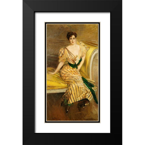Portrait of Madame Josephina Alvear De Errazuriz Black Modern Wood Framed Art Print with Double Matting by Boldini, Giovanni
