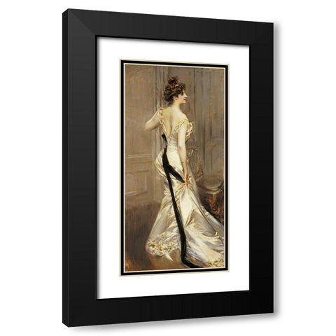 The Black Sash Black Modern Wood Framed Art Print with Double Matting by Boldini, Giovanni
