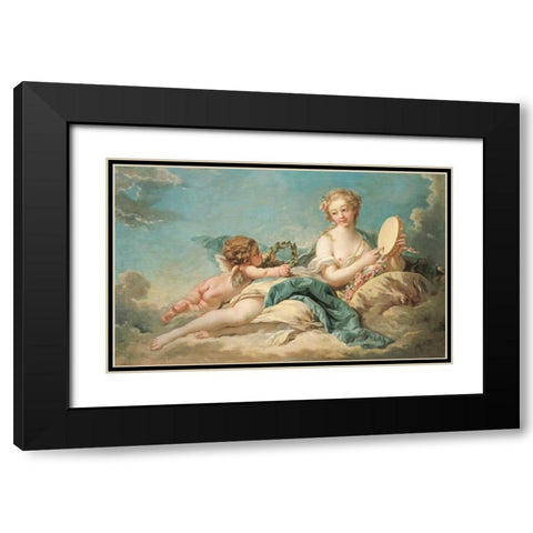 Clio, The Muse of History and Song Black Modern Wood Framed Art Print with Double Matting by Boucher, Francois
