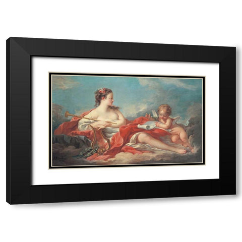 Erato, The Muse of Love Poetry Black Modern Wood Framed Art Print with Double Matting by Boucher, Francois