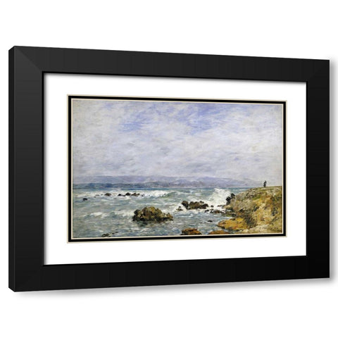 Antibes, La Pointe De Lilette Black Modern Wood Framed Art Print with Double Matting by Boudin, Eugene