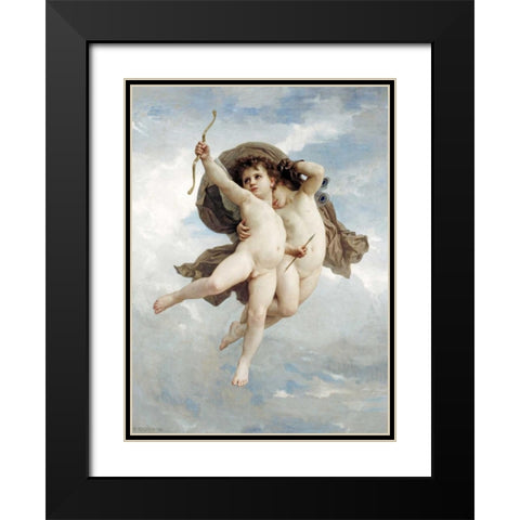 LAmour Vainqueur Black Modern Wood Framed Art Print with Double Matting by Bouguereau, William-Adolphe
