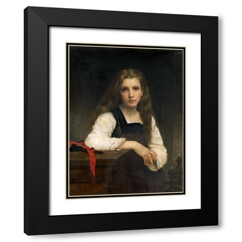 The Fair Spinner Black Modern Wood Framed Art Print with Double Matting by Bouguereau, William-Adolphe