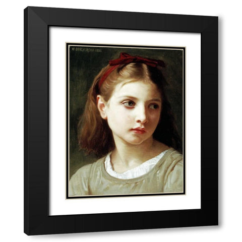 Une Petite Fille Black Modern Wood Framed Art Print with Double Matting by Bouguereau, William-Adolphe