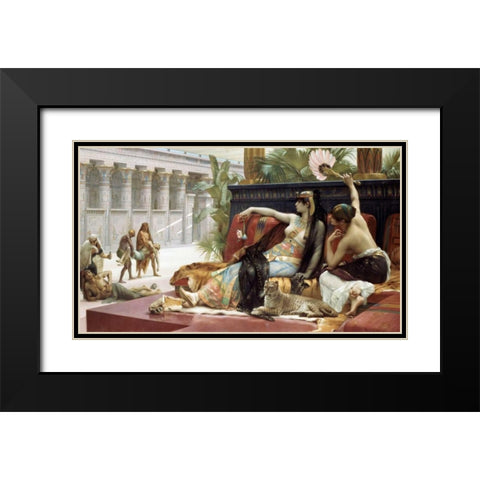 Cleopatra Testing Poison On Condemned Slaves Black Modern Wood Framed Art Print with Double Matting by Cabanel, Alexandre