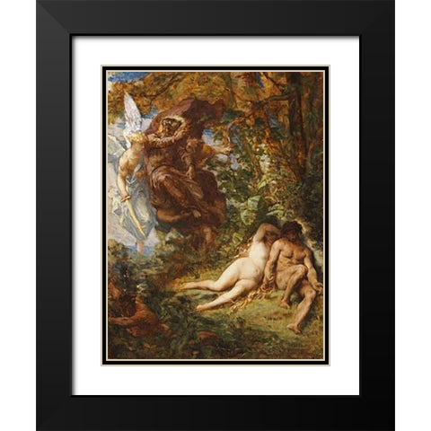 Expulsion From Paradise Black Modern Wood Framed Art Print with Double Matting by Cabanel, Alexandre