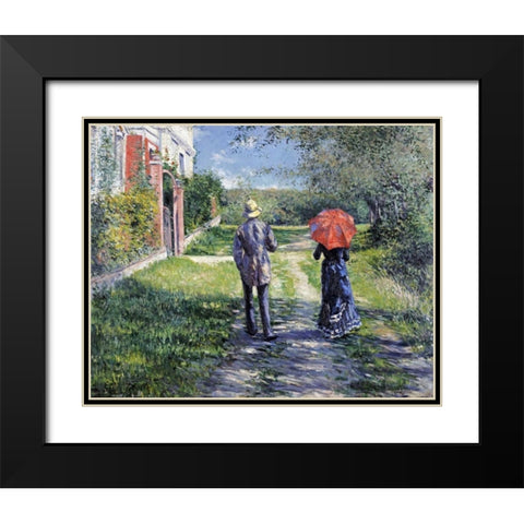 The Path Uphill Black Modern Wood Framed Art Print with Double Matting by Caillebotte, Gustave