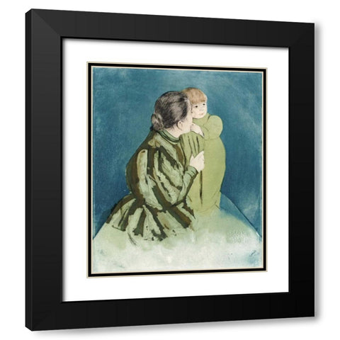 Peasant Mother and Child Black Modern Wood Framed Art Print with Double Matting by Cassatt, Mary