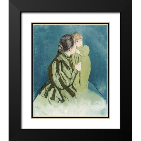 Peasant Mother and Child Black Modern Wood Framed Art Print with Double Matting by Cassatt, Mary