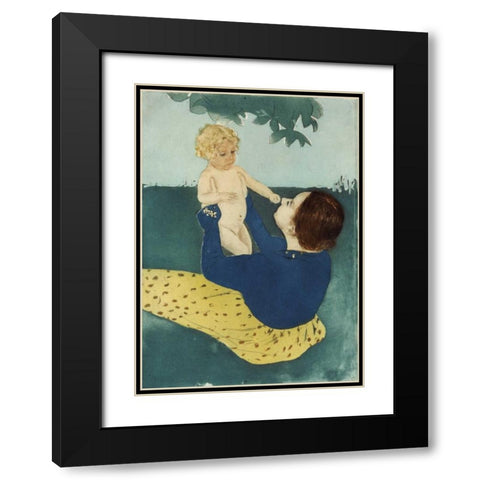 Under The Horse Chestnut Tree Black Modern Wood Framed Art Print with Double Matting by Cassatt, Mary