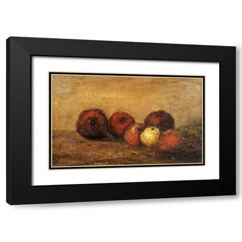 Apples Black Modern Wood Framed Art Print with Double Matting by Courbet, Gustave