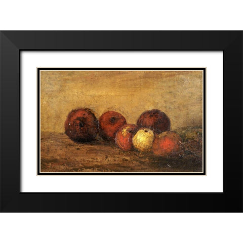 Apples Black Modern Wood Framed Art Print with Double Matting by Courbet, Gustave