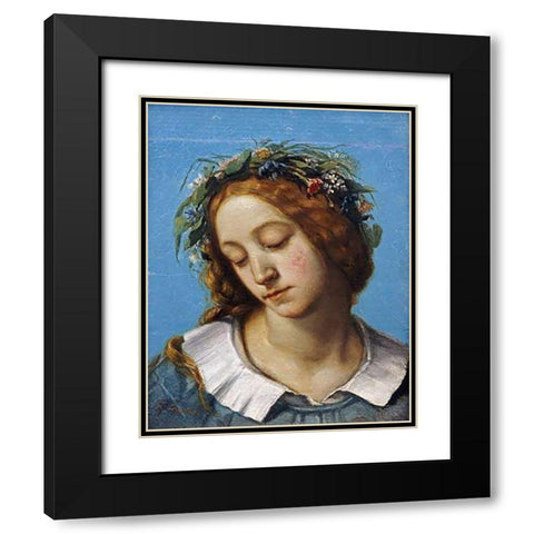 Ophelia (La Fiancee de La Mort) Black Modern Wood Framed Art Print with Double Matting by Courbet, Gustave