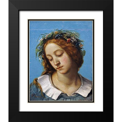 Ophelia (La Fiancee de La Mort) Black Modern Wood Framed Art Print with Double Matting by Courbet, Gustave