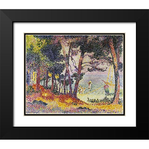 The Pine Wood (Provence) Black Modern Wood Framed Art Print with Double Matting by Cross, Henri Edmond
