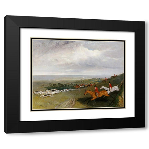Full Cry Black Modern Wood Framed Art Print with Double Matting by Davis, Robert Barrett
