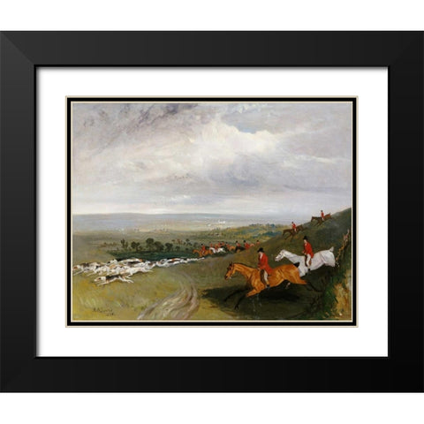 Full Cry Black Modern Wood Framed Art Print with Double Matting by Davis, Robert Barrett