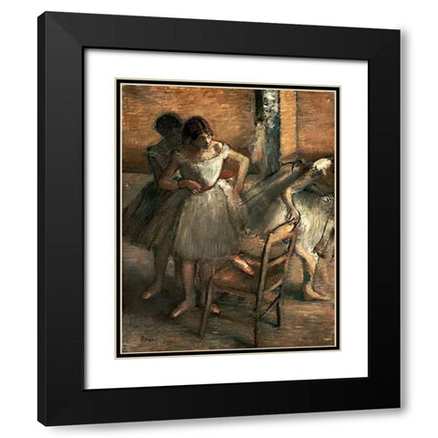 Dancers Black Modern Wood Framed Art Print with Double Matting by Degas, Edgar