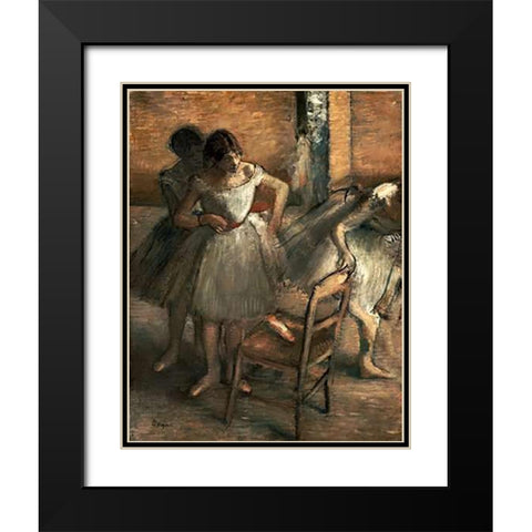 Dancers Black Modern Wood Framed Art Print with Double Matting by Degas, Edgar