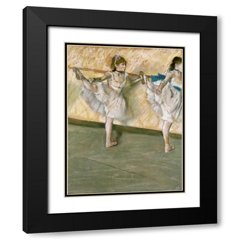 Dancers at The Bar Black Modern Wood Framed Art Print with Double Matting by Degas, Edgar