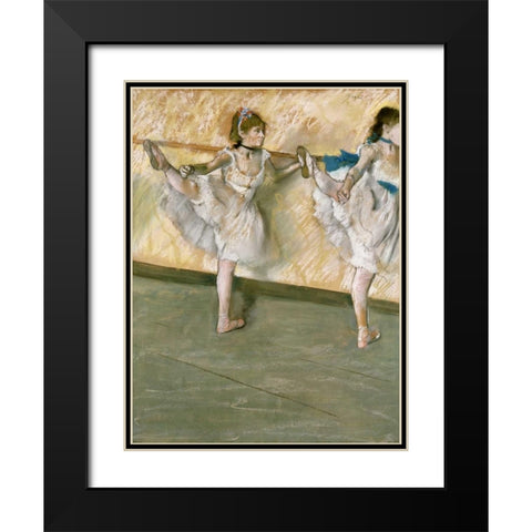 Dancers at The Bar Black Modern Wood Framed Art Print with Double Matting by Degas, Edgar