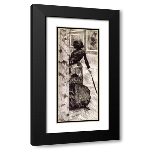 Mary Cassatt at the Louvre Black Modern Wood Framed Art Print with Double Matting by Degas, Edgar