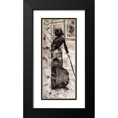 Mary Cassatt at the Louvre Black Modern Wood Framed Art Print with Double Matting by Degas, Edgar