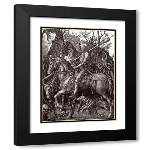 Knight, Death and The Devil Black Modern Wood Framed Art Print with Double Matting by Durer, Albrecht