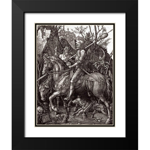 Knight, Death and The Devil Black Modern Wood Framed Art Print with Double Matting by Durer, Albrecht