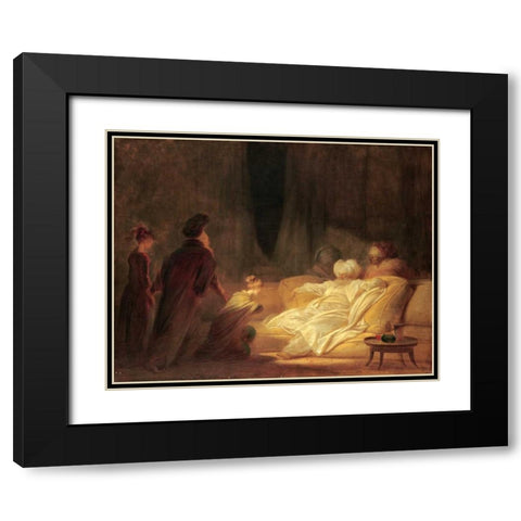 Le Pacha Black Modern Wood Framed Art Print with Double Matting by Fragonard, Jean Honore