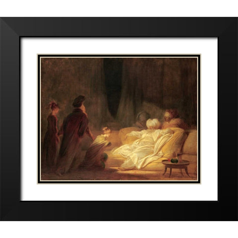 Le Pacha Black Modern Wood Framed Art Print with Double Matting by Fragonard, Jean Honore