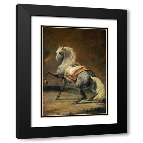 Dappled Grey Horse Black Modern Wood Framed Art Print with Double Matting by Gericault, Theodore