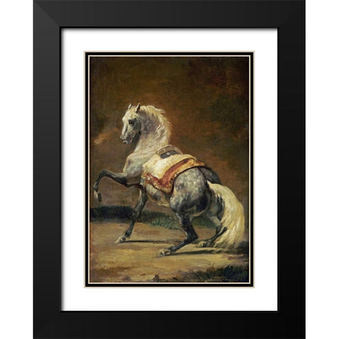 Dappled Grey Horse Black Modern Wood Framed Art Print with Double Matting by Gericault, Theodore