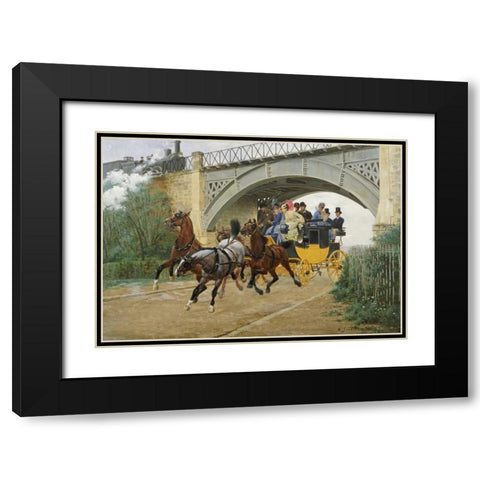 Startled By Steam Black Modern Wood Framed Art Print with Double Matting by Goubie, Jean Richard
